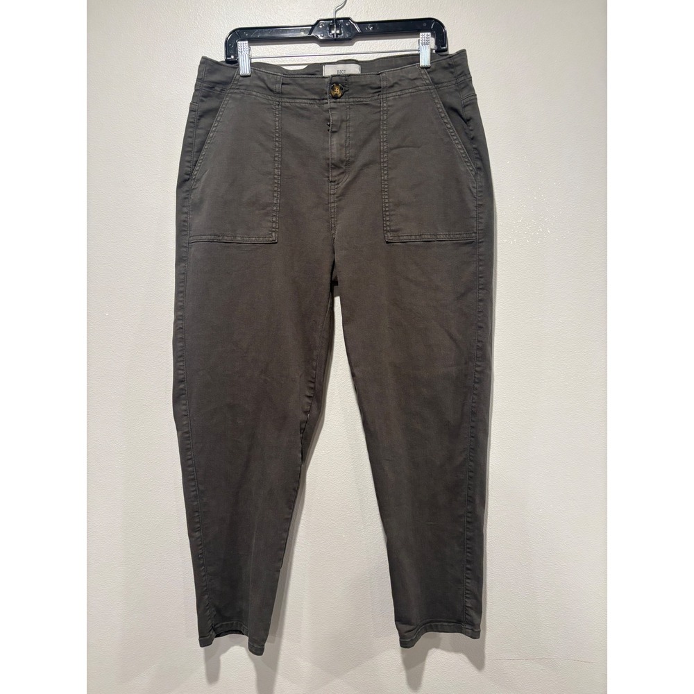 BKE Womens Utility Pants Charcoal Gray High Rise Tapered Leg‎ Patch Pocket Sz 30